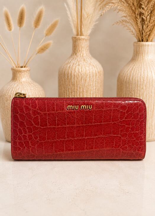Miu Miu Handbags - Miu Miu St. Cocco Lux Crocodile-Embossed Zip-Around